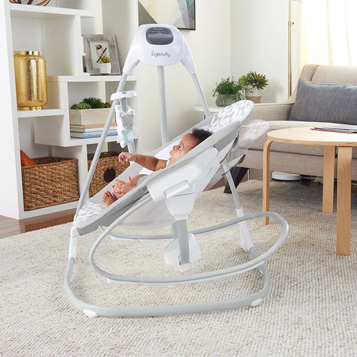 Simplecomfort 2-In-1 Vibrating Lightweight Baby Swing and Rocker Raylan, Gray