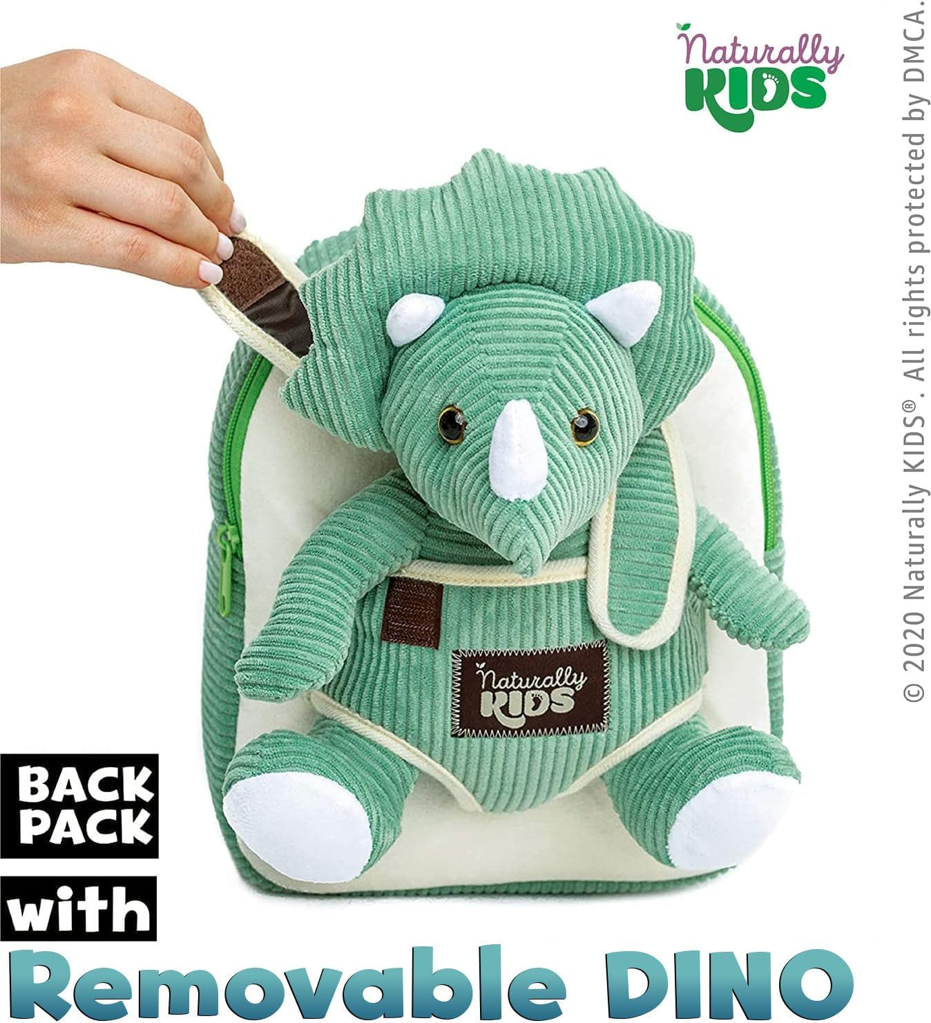Green Triceratops Plush Stuffed Animal, Dinosaur Gifts for Kids 3-5, Dinosaur Backpack, Toddler Backpack for Boys, Girl