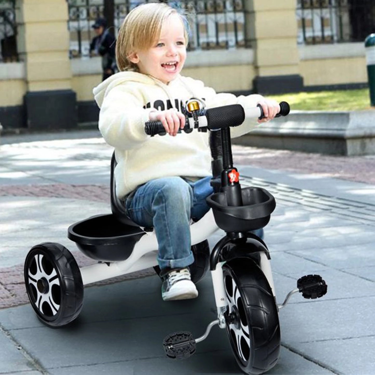Kids Trike for Aged 6 Month and up Stroller Trike 3 Wheel Pedal Bike Toys & Gifts Easy Rider Trike with 2 Storage Baskets on Front & Back & Non-Slip Handlebar