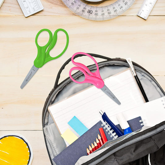 Hard Handle Kids Scissors, 5", Pointed, Assorted Colors, 2-Pack