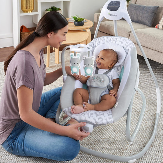 Simplecomfort 2-In-1 Vibrating Lightweight Baby Swing and Rocker Raylan, Gray