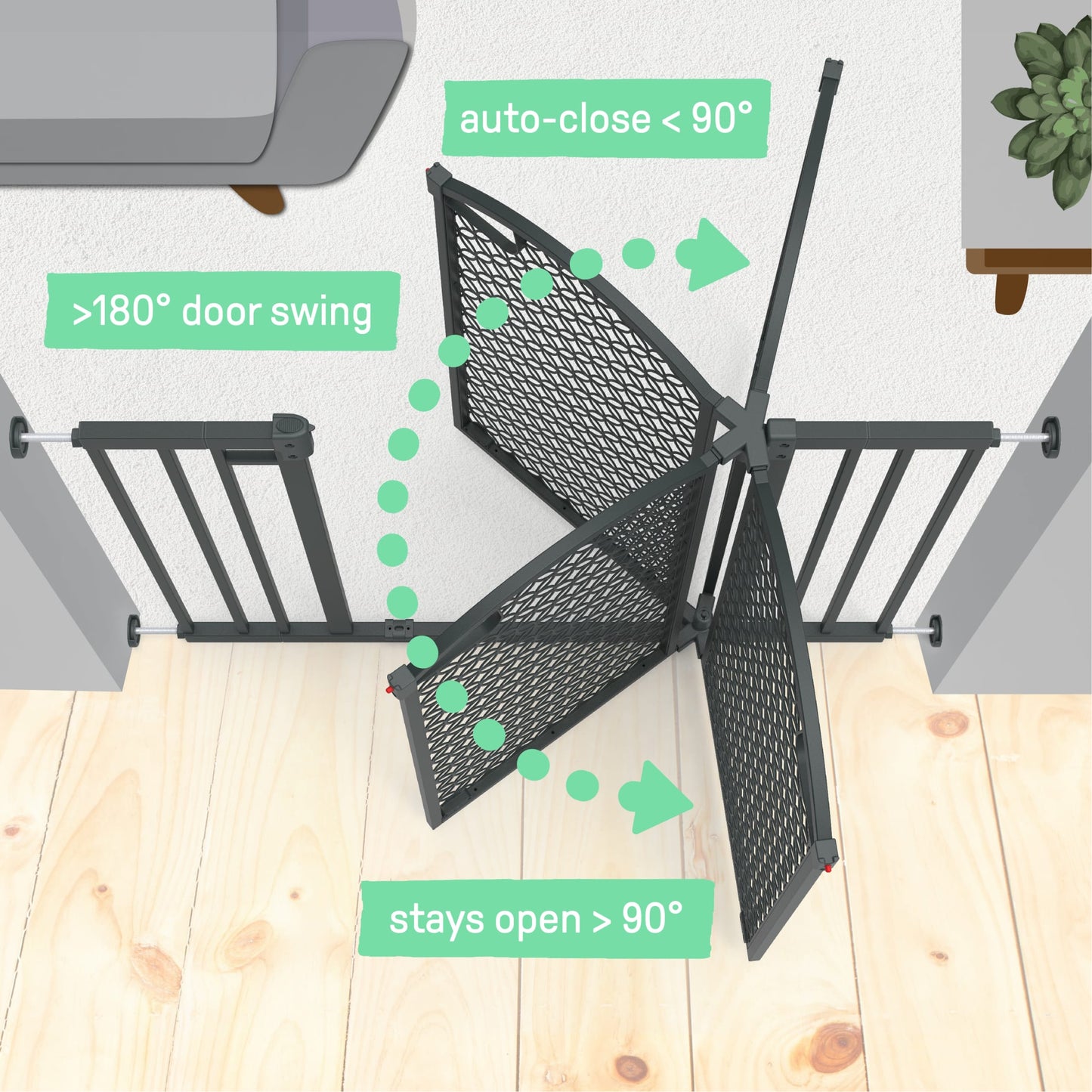 Summer by  Modern Home Walk-Thru Safety Pet and Baby Gate, 28'-42' Wide, 30' Tall